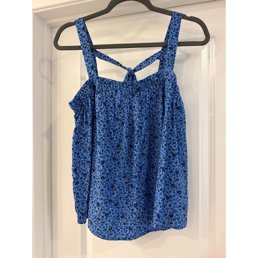 Old Navy Floral Tie-Back Cami Top Womens Size M Blue Sleeveless Smocked Rayon